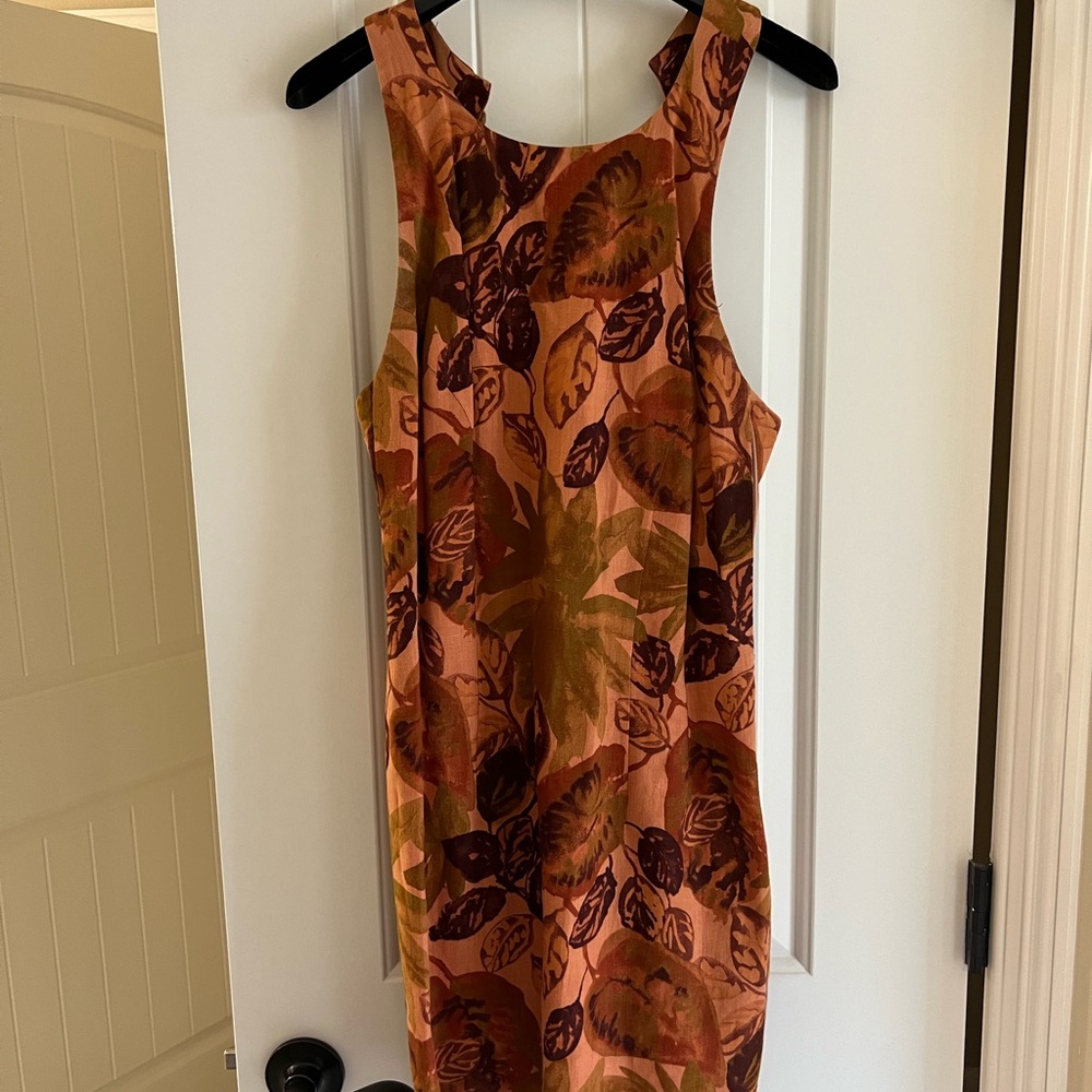 Carole Little Leaf Print Mini Dress - Orange and Brown